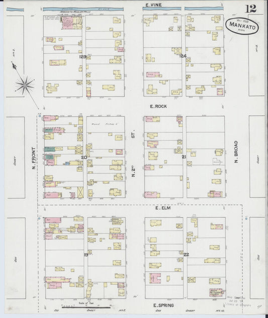 Sanborn Fire Insurance Map from Mankato, Blue Earth County, Minnesota (1889), Sheet #0012 - Historic Sanborn Fire Insurance Map Print, vintage old map wall art, antique decor, genealogy gift, Minnesota Minnesota map