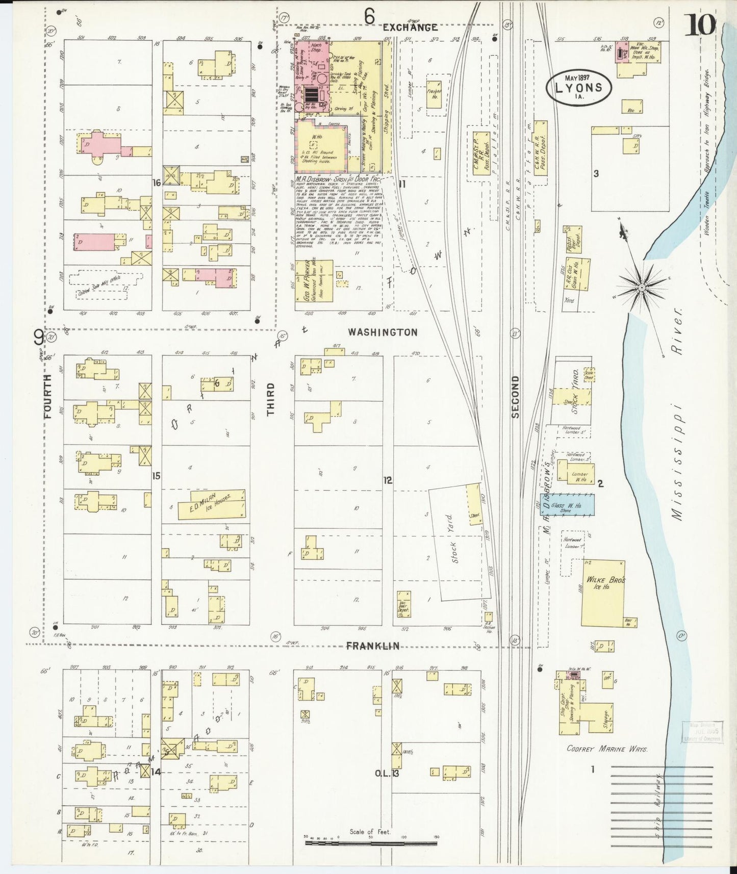 Sanborn Fire Insurance Map from Lyons, Clinton County, Iowa (1897), Sheet #0010 - Historic Sanborn Fire Insurance Map Print, vintage old map wall art