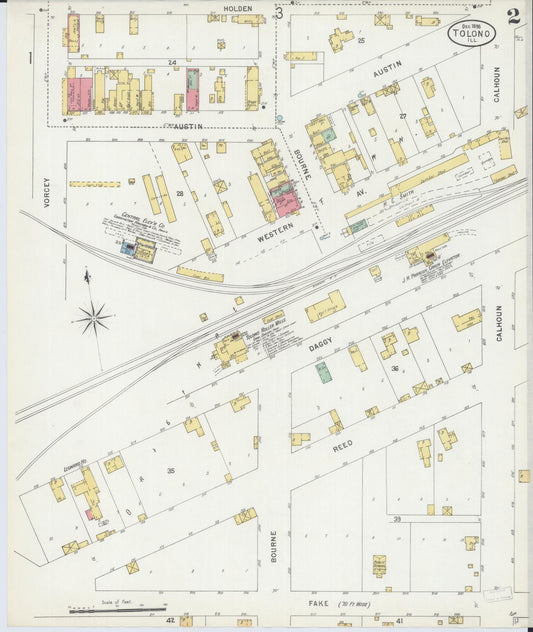 Sanborn Fire Insurance Map from Tolono, Champaign County, Illinois (1898), Sheet #0002 - Historic Sanborn Fire Insurance Map Print, vintage old map wall art, antique decor, genealogy gift, Illinois Illinois map