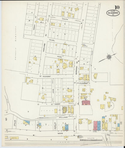 Sanborn Fire Insurance Map from Deadwood, Lawrence County, South Dakota (1915), Sheet #0010 - Complete Map Set gallery image, historic Sanborn map, vintage wall art, South Dakota South Dakota