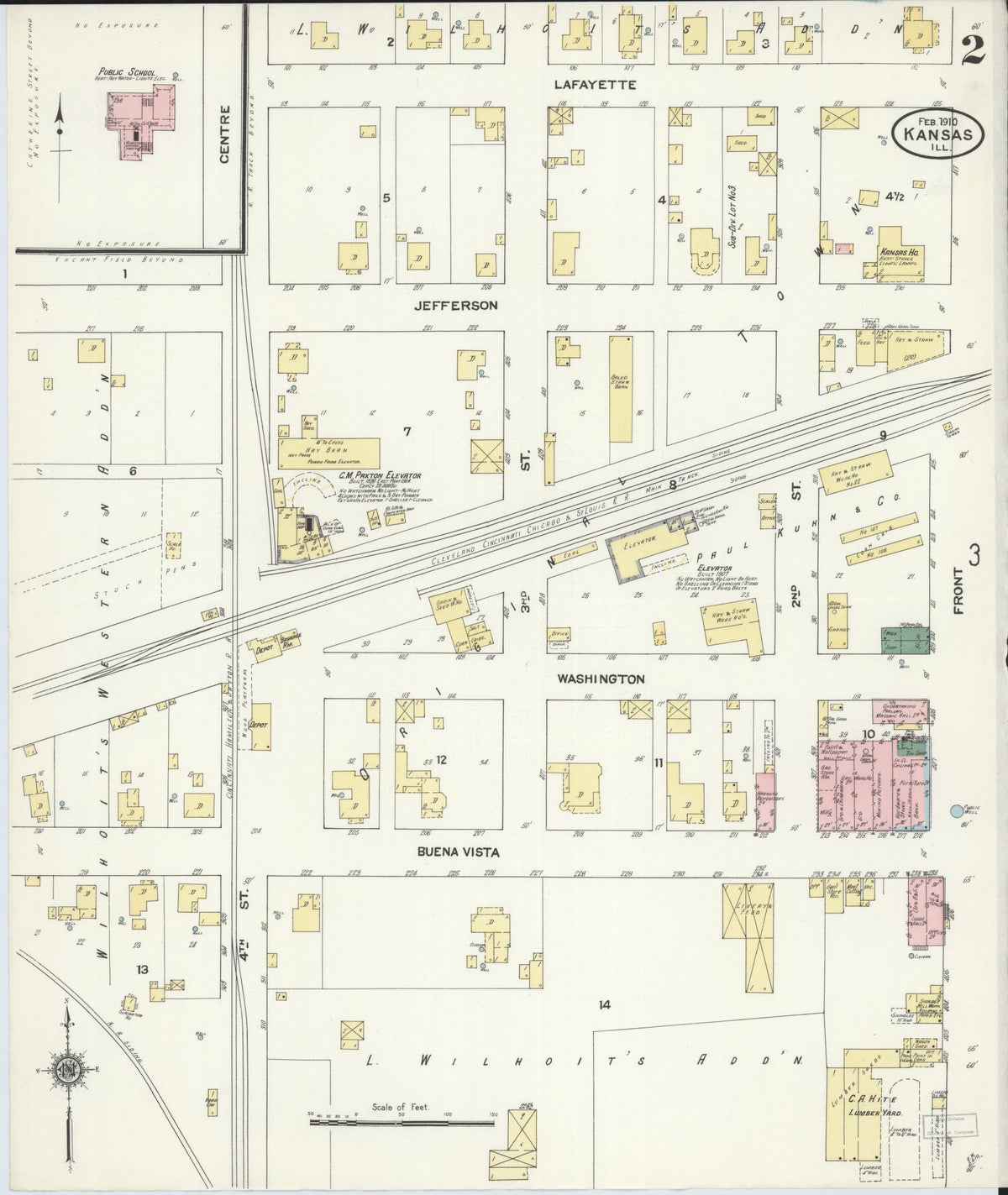 Sanborn Fire Insurance Map from Kansas, Edgar County, Illinois (1910), Sheet #0002 - Historic Sanborn Fire Insurance Map Print, vintage old map wall art, antique decor, genealogy gift, Illinois Illinois map