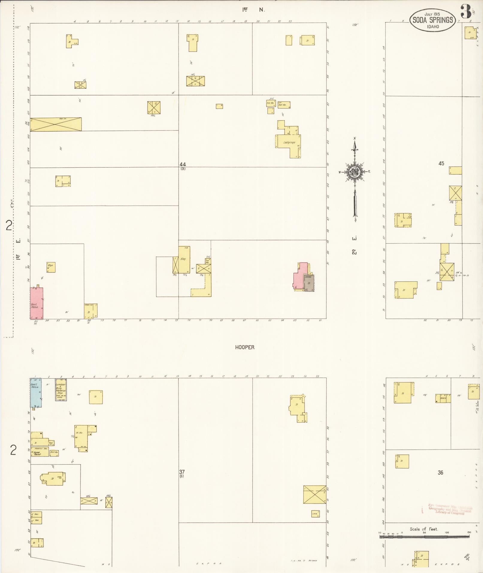 Sanborn Fire Insurance Map from Soda Springs, Caribou County, Idaho (1915), Sheet #0003 - Complete Map Set gallery image, historic Sanborn map, vintage wall art, Idaho Idaho
