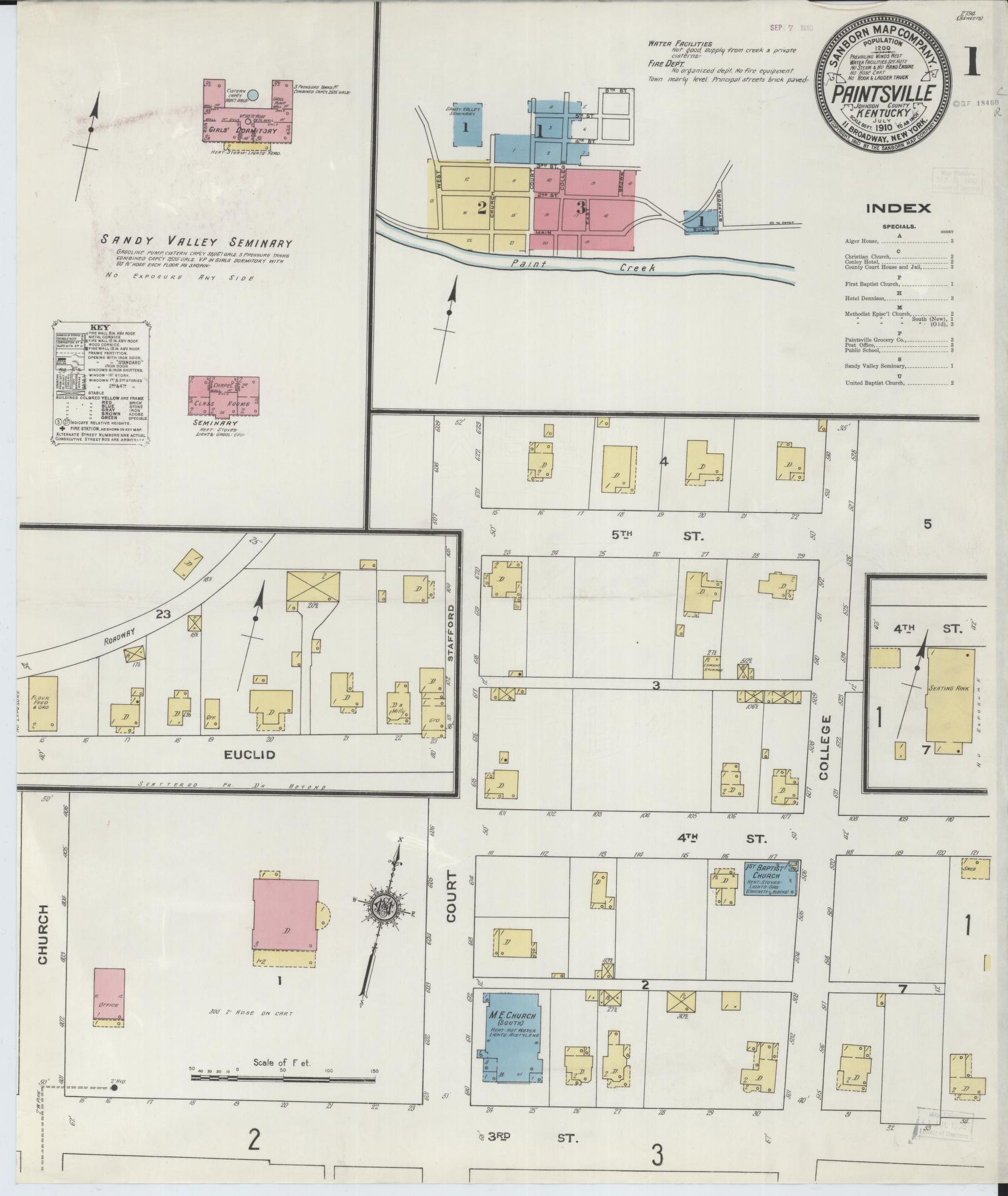 Sanborn Fire Insurance Map from Paintsville, Johnson County, Kentucky. (1910) – Historic Sanborn Fire Insurance Map Print