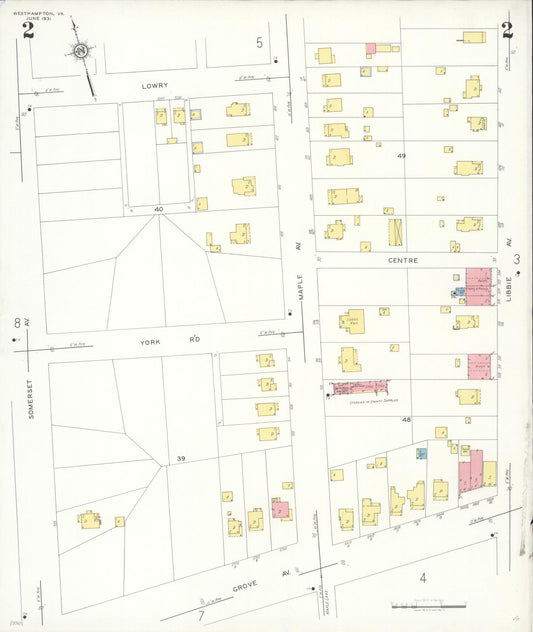 Sanborn Fire Insurance Map from Westhampton, Henrico County, Virginia (1931), Sheet #0002 - Historic Sanborn Fire Insurance Map Print, vintage old map wall art, antique decor, genealogy gift, Virginia Virginia map