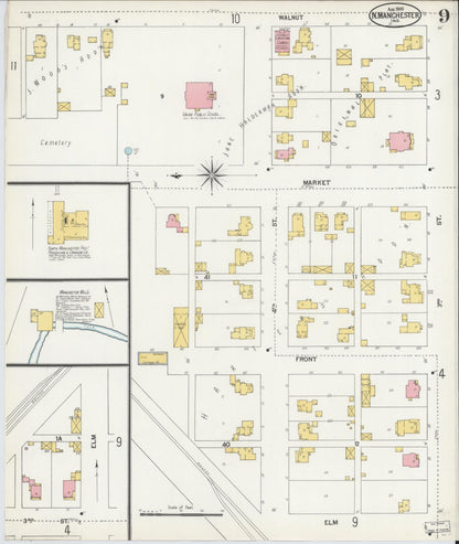 Sanborn Fire Insurance Map from North Manchester, Wabash County, Indiana (1900), Sheet #0009 - Complete Map Set gallery image, historic Sanborn map, vintage wall art, Indiana Indiana