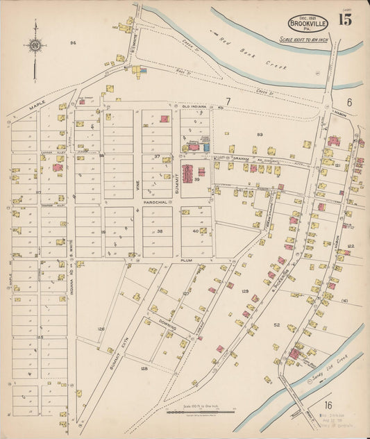 Sanborn Fire Insurance Map from Brookville, Jefferson County, Pennsylvania (1921), Sheet #0015 - Historic Sanborn Fire Insurance Map Print, vintage old map wall art, antique decor, genealogy gift, Pennsylvania Pennsylvania map