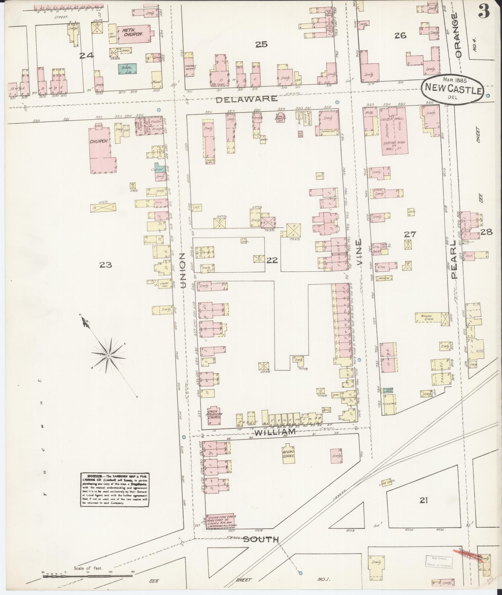 Sanborn Fire Insurance Map from New Castle, New Castle County, Delaware (1885), Sheet #0003 - Complete Map Set gallery image, historic Sanborn map, vintage wall art, Delaware Delaware