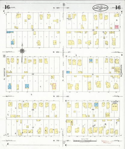 Sanborn Fire Insurance Map from Junction City, Geary County, Kansas (1925), Sheet #0016 - Complete Map Set gallery image, historic Sanborn map, vintage wall art, Kansas Kansas