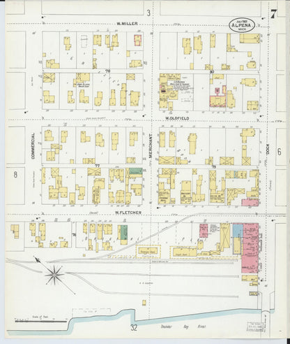 Sanborn Fire Insurance Map from Alpena, Alpena County, Michigan (1901), Sheet #0007 - Complete Map Set gallery image, historic Sanborn map, vintage wall art, Michigan Michigan