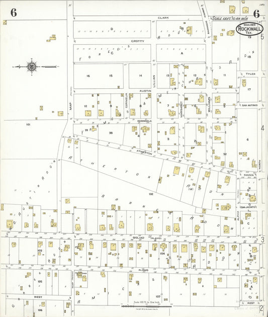 Sanborn Fire Insurance Map from Rockwall, Rockwall County, Texas (1923), Sheet #0006 - Historic Sanborn Fire Insurance Map Print, vintage old map wall art, antique decor, genealogy gift, Texas Texas map
