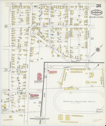 Sanborn Fire Insurance Map from Ogdensburg, St. Lawrence County, New York (1918), Sheet #0026 - Complete Map Set gallery image, historic Sanborn map, vintage wall art, New York New York