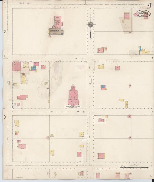 Sanborn Fire Insurance Map from Bountiful, Davis County, Utah (1930), Sheet #0004 - Historic Sanborn Fire Insurance Map Print, vintage old map wall art, antique decor, genealogy gift, Utah Utah map