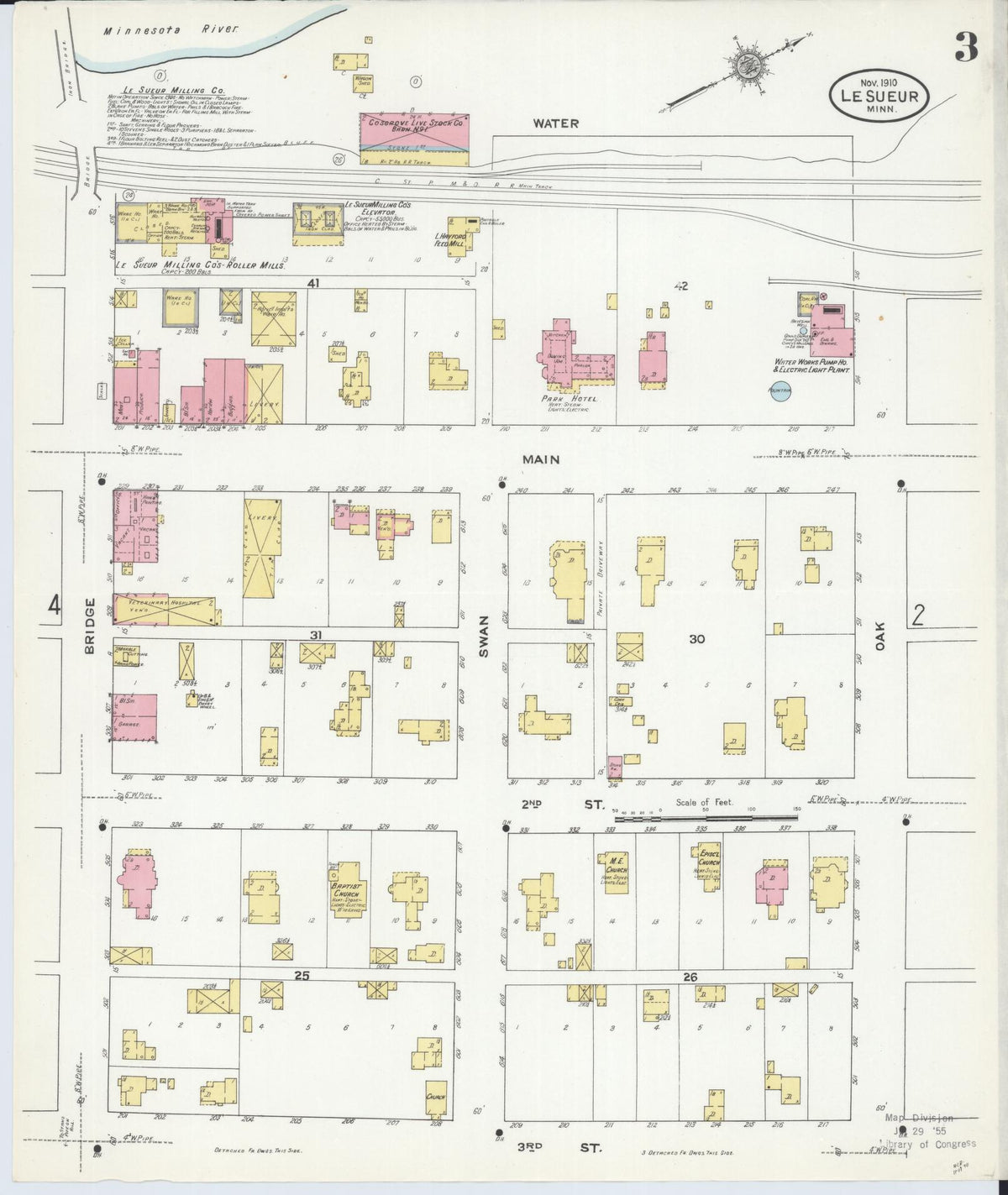 Sanborn Fire Insurance Map from Le Sueur, Le Sueur County, Minnesota (1910), Sheet #0003 - Historic Sanborn Fire Insurance Map Print, vintage old map wall art, antique decor, genealogy gift, Minnesota Minnesota map