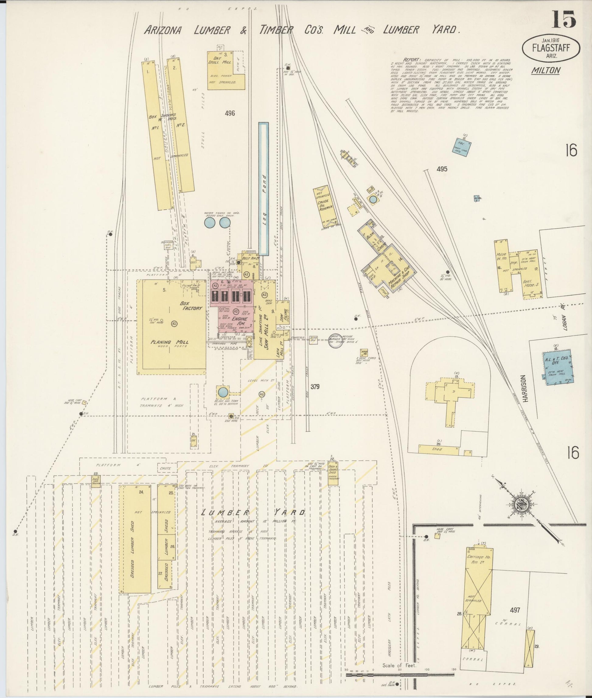 Sanborn Fire Insurance Map from Flagstaff, Coconino County, Arizona (1916), Sheet #0015 - Complete Map Set gallery image, historic Sanborn map, vintage wall art, Arizona Arizona