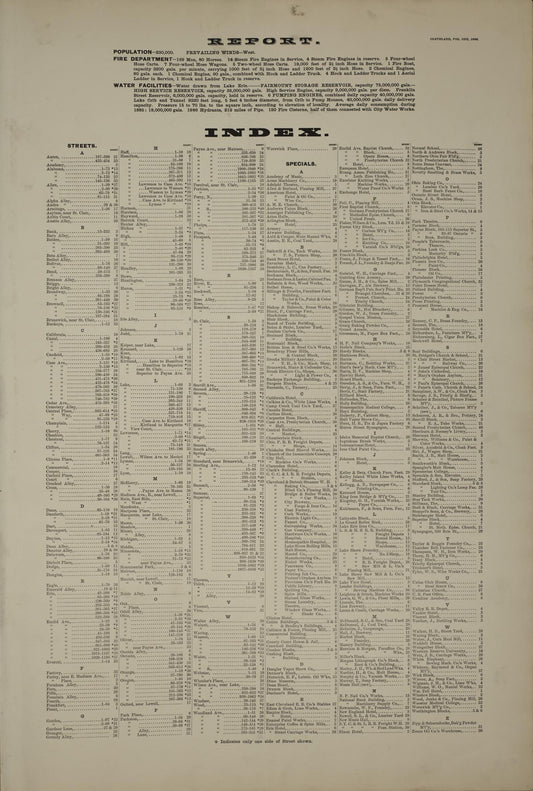Sanborn Fire Insurance Map from Cleveland, Cuyahoga County, Ohio (1886), Sheet #0001 - Complete Map Set gallery image, historic Sanborn map, vintage wall art, Ohio Ohio