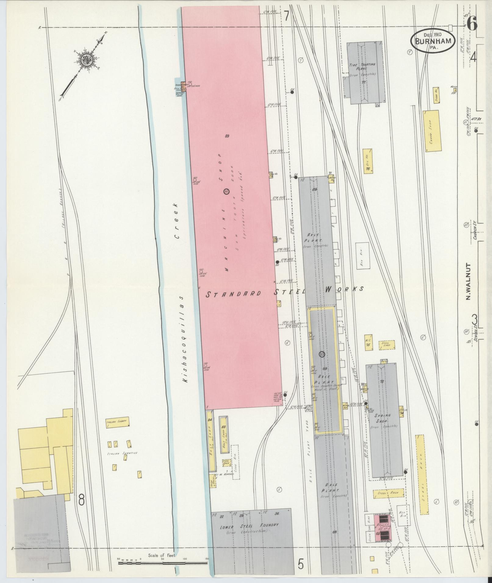 Sanborn Fire Insurance Map from Burnham, Mifflin County, Pennsylvania (1910), Sheet #0006 - Historic Sanborn Fire Insurance Map Print, vintage old map wall art, antique decor, genealogy gift, Pennsylvania Pennsylvania map