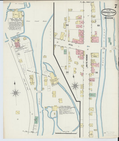 Sanborn Fire Insurance Map from Coshocton, Coshocton County, Ohio (1889), Sheet #0007 - Historic Sanborn Fire Insurance Map Print, vintage old map wall art, antique decor, genealogy gift, Ohio Ohio map