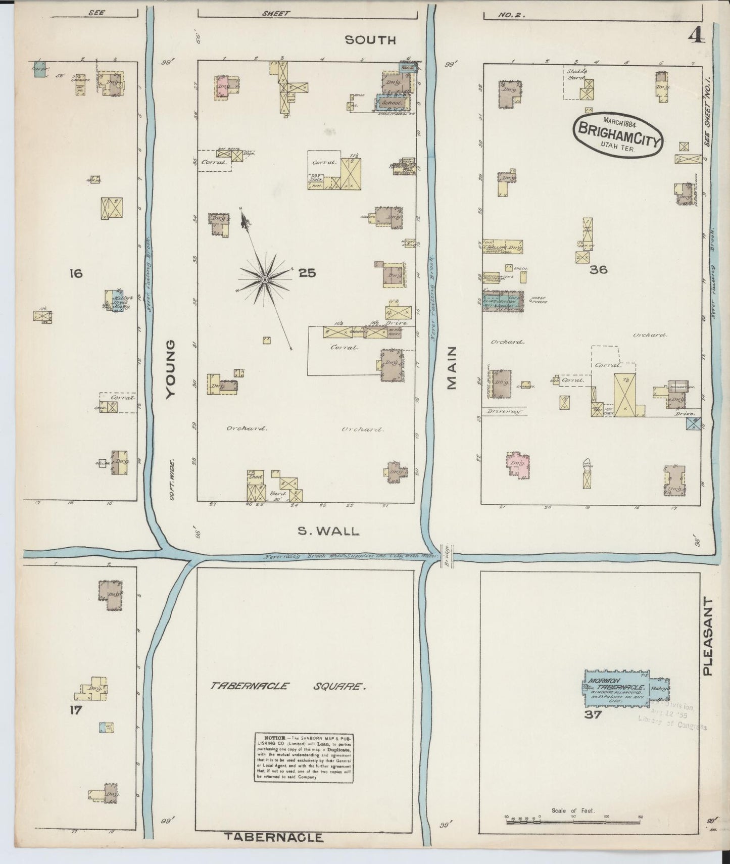 Sanborn Fire Insurance Map from Brigham City, Box Elder County, Utah (1884), Sheet #0004 - Complete Map Set gallery image, historic Sanborn map, vintage wall art, Utah Utah