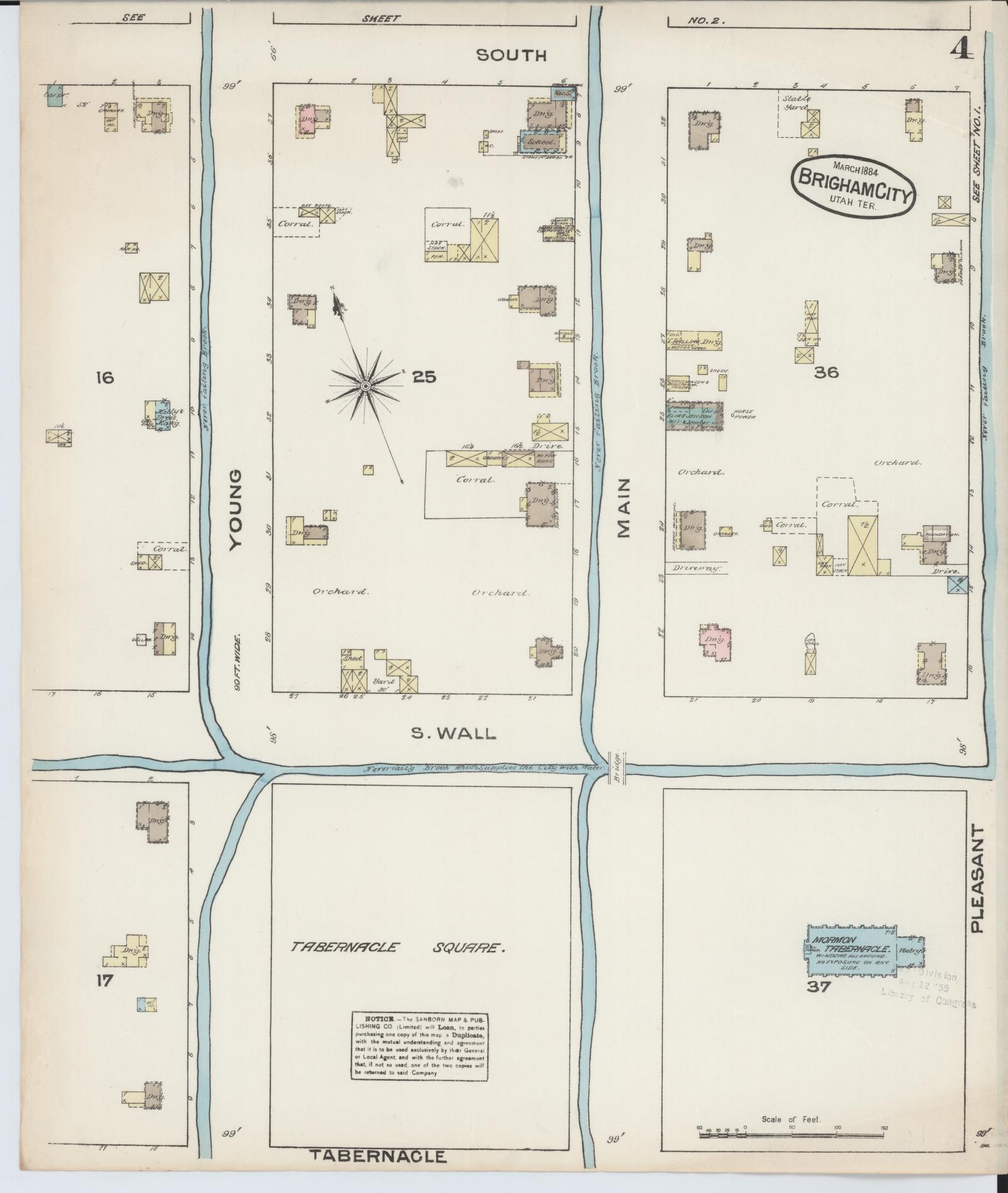 Sanborn Fire Insurance Map from Brigham City, Box Elder County, Utah (1884), Sheet #0004 - Complete Map Set gallery image, historic Sanborn map, vintage wall art, Utah Utah