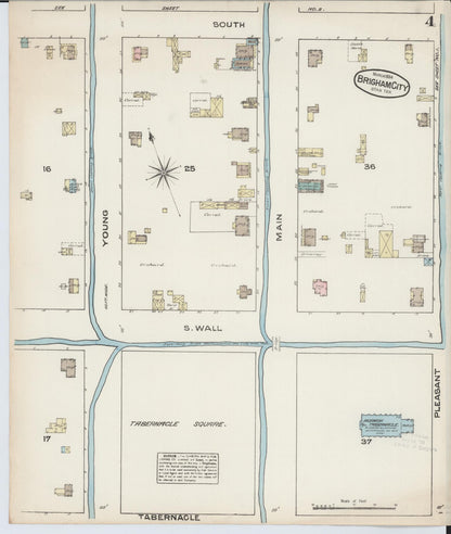 Sanborn Fire Insurance Map from Brigham City, Box Elder County, Utah (1884), Sheet #0004 - Complete Map Set gallery image, historic Sanborn map, vintage wall art, Utah Utah