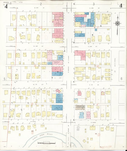 Sanborn Fire Insurance Map from Spencer, Clay County, Iowa (1946), Sheet #0004 - Historic Sanborn Fire Insurance Map Print, vintage old map wall art