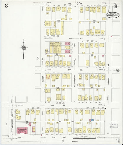 Sanborn Fire Insurance Map from Moundsville, Marshall County, West Virginia (1923), Sheet #0008 - Complete Map Set gallery image, historic Sanborn map, vintage wall art, West Virginia West Virginia