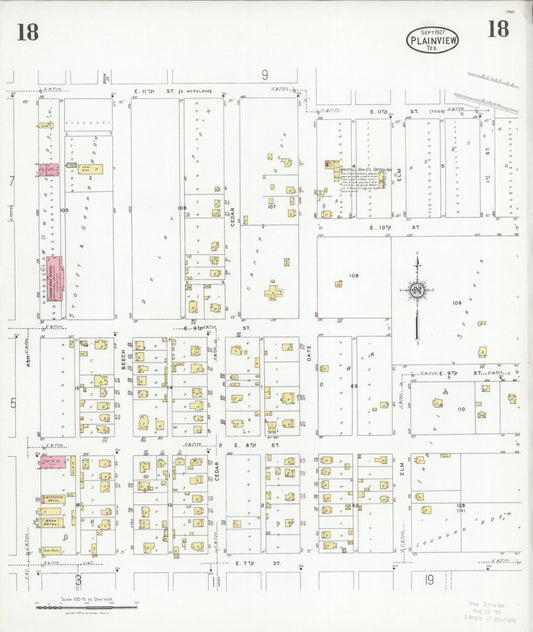 Sanborn Fire Insurance Map from Plainview, Hale County, Texas (1927), Sheet #0018 - Historic Sanborn Fire Insurance Map Print, vintage old map wall art, antique decor, genealogy gift, Texas Texas map