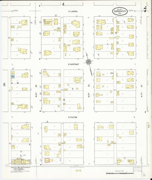 Sanborn Fire Insurance Map from Garden City, Finney County, Kansas (1911), Sheet #0007 - Historic Sanborn Fire Insurance Map Print, vintage old map wall art, antique decor, genealogy gift, Kansas Kansas map