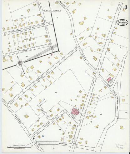 Sanborn Fire Insurance Map from Darien, Fairfield County, Connecticut (1920), Sheet #0003 - Complete Map Set gallery image, historic Sanborn map, vintage wall art, Connecticut Connecticut