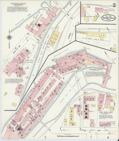 Sanborn Fire Insurance Map from Turners Falls, Franklin County, Massachusetts (1909), Sheet #0002 - Complete Map Set gallery image, historic Sanborn map, vintage wall art, Massachusetts Massachusetts
