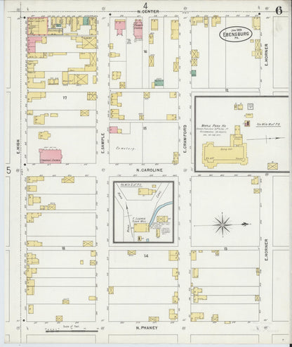 Sanborn Fire Insurance Map from Ebensburg, Cambria County, Pennsylvania (1899), Sheet #0006 - Complete Map Set gallery image, historic Sanborn map, vintage wall art, Pennsylvania Pennsylvania