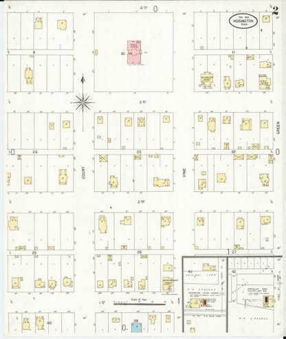 Sanborn Fire Insurance Map from Hoisington, Barton County, Kansas (1905), Sheet #0002 - Complete Map Set gallery image, historic Sanborn map, vintage wall art, Kansas Kansas
