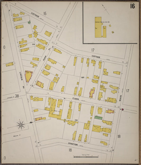 Sanborn Fire Insurance Map from Saratoga, Saratoga County, New York (1900), Sheet #0016 - Historic Sanborn Fire Insurance Map Print, vintage old map wall art, antique decor, genealogy gift, New York New York map