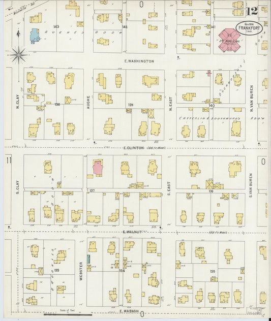 Sanborn Fire Insurance Map from Frankfort, Clinton County, Indiana (1898), Sheet #0012 - Historic Sanborn Fire Insurance Map Print, vintage old map wall art, antique decor, genealogy gift, Indiana Indiana map