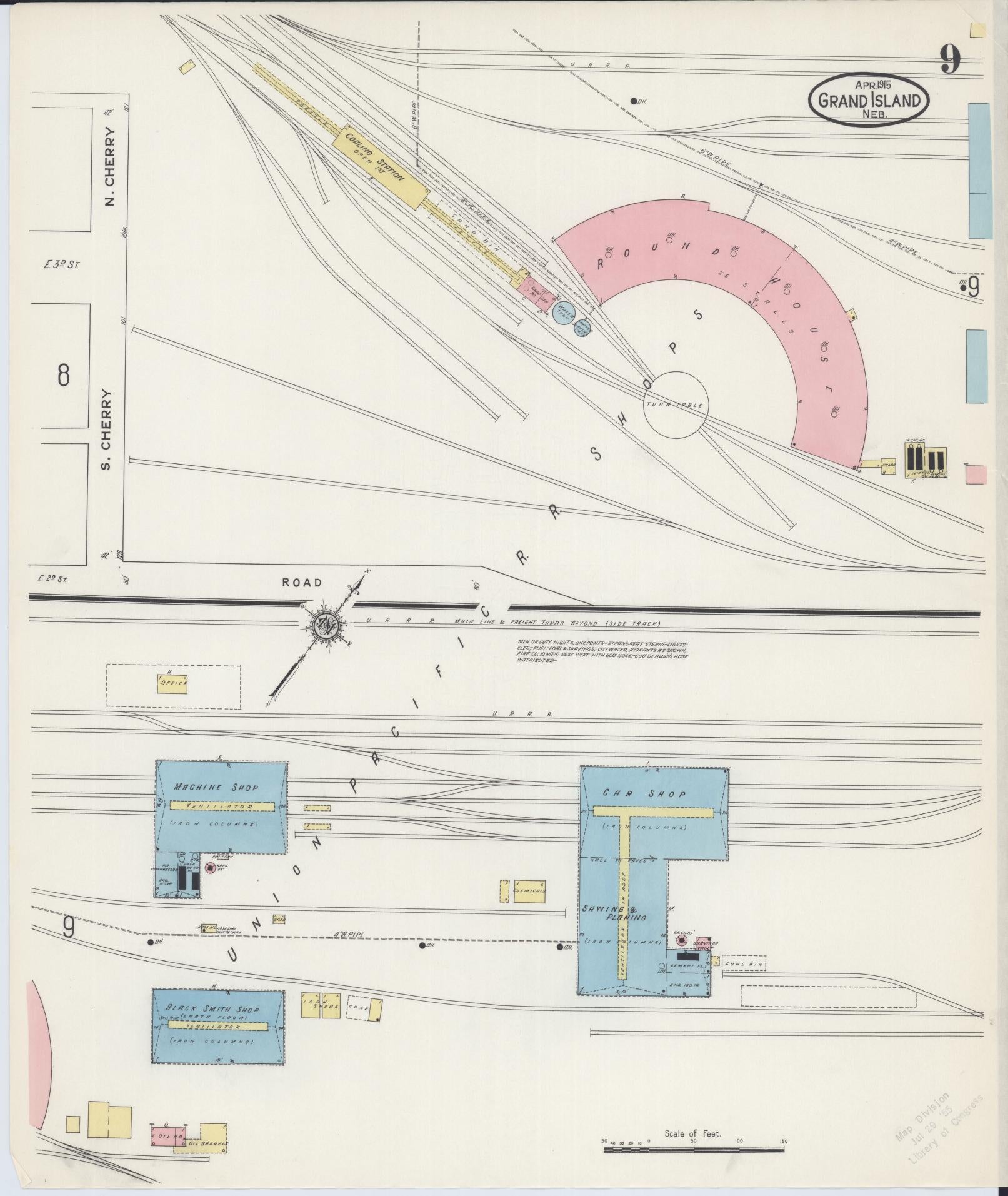 Sanborn Fire Insurance Map from Grand Island, Hall County, Nebraska (1915), Sheet #0009 - Complete Map Set gallery image, historic Sanborn map, vintage wall art, Nebraska Nebraska