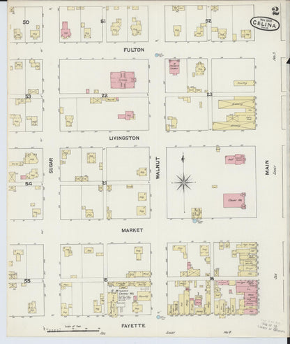 Sanborn Fire Insurance Map from Celina, Mercer County, Ohio (1890), Sheet #0002 - Historic Sanborn Fire Insurance Map Print, vintage old map wall art, antique decor, genealogy gift, Ohio Ohio map