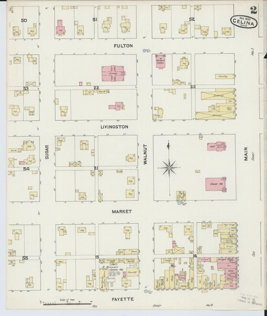 Sanborn Fire Insurance Map from Celina, Mercer County, Ohio (1890), Sheet #0002 - Historic Sanborn Fire Insurance Map Print, vintage old map wall art, antique decor, genealogy gift, Ohio Ohio map