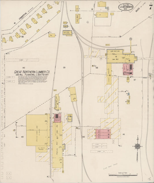Sanborn Fire Insurance Map from Leavenworth, Chelan County, Washington (1921), Sheet #0007 - Historic Sanborn Fire Insurance Map Print, vintage old map wall art, antique decor, genealogy gift, Washington Washington map