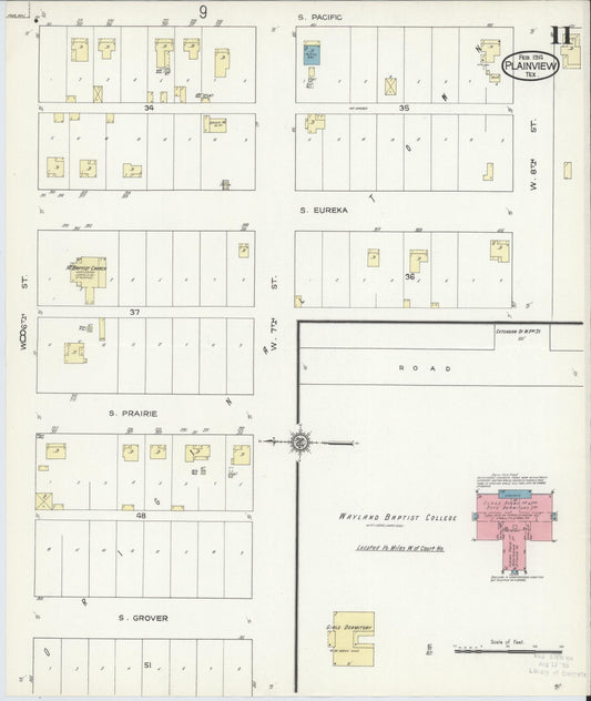 Sanborn Fire Insurance Map from Plainview, Hale County, Texas (1914), Sheet #0011 - Historic Sanborn Fire Insurance Map Print, vintage old map wall art, antique decor, genealogy gift, Texas Texas map
