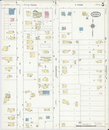 Sanborn Fire Insurance Map from Detroit Lakes, Becker County, Minnesota (1914), Sheet #0005 - Complete Map Set gallery image, historic Sanborn map, vintage wall art, Minnesota Minnesota