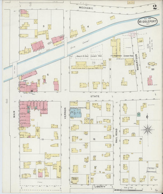 Sanborn Fire Insurance Map from Middleport, Niagara County, New York (1894), Sheet #0002 - Historic Sanborn Fire Insurance Map Print, vintage old map wall art, antique decor, genealogy gift, New York New York map