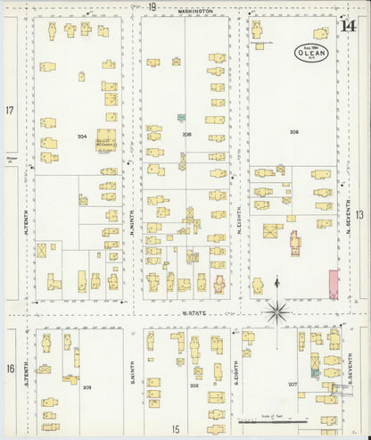 Sanborn Fire Insurance Map from Olean, Cattaraugus County, New York (1904), Sheet #0014 - Complete Map Set gallery image, historic Sanborn map, vintage wall art, New York New York