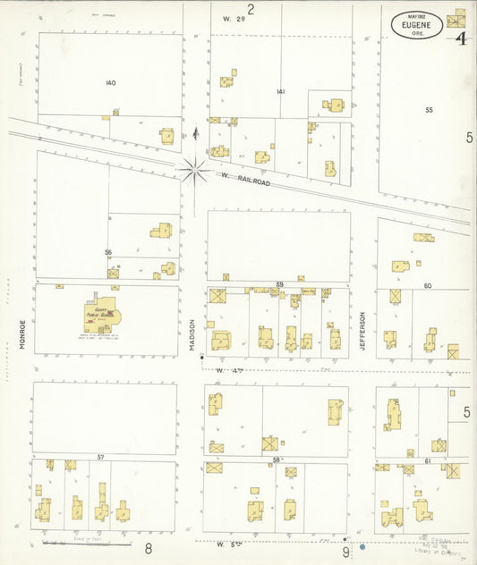 Sanborn Fire Insurance Map from Eugene, Lane County, Oregon (1902), Sheet #0004 - Historic Sanborn Fire Insurance Map Print, vintage old map wall art, antique decor, genealogy gift, Oregon Oregon map