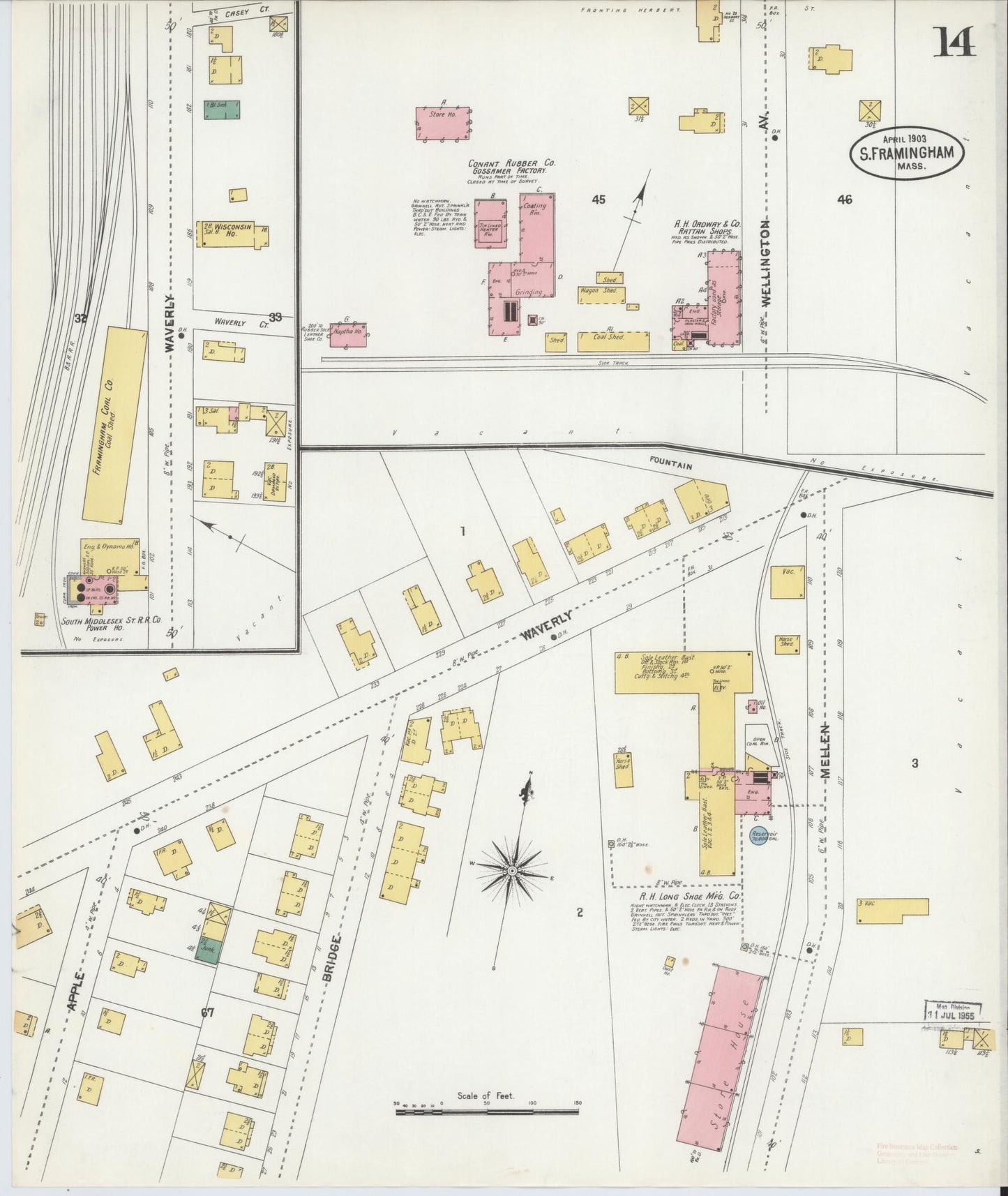 Sanborn Fire Insurance Map from South Farmington, Middlesex County, Massachusetts (1903), Sheet #0014 - Historic Sanborn Fire Insurance Map Print, vintage old map wall art, antique decor, genealogy gift, Massachusetts Massachusetts map