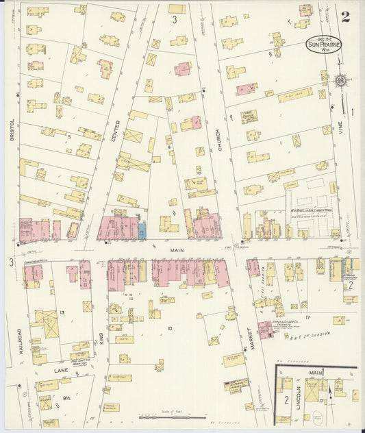 Sanborn Fire Insurance Map from Sun Prairie, Dane County, Wisconsin (1912), Sheet #0002 - Historic Sanborn Fire Insurance Map Print, vintage old map wall art, antique decor, genealogy gift, Wisconsin Wisconsin map