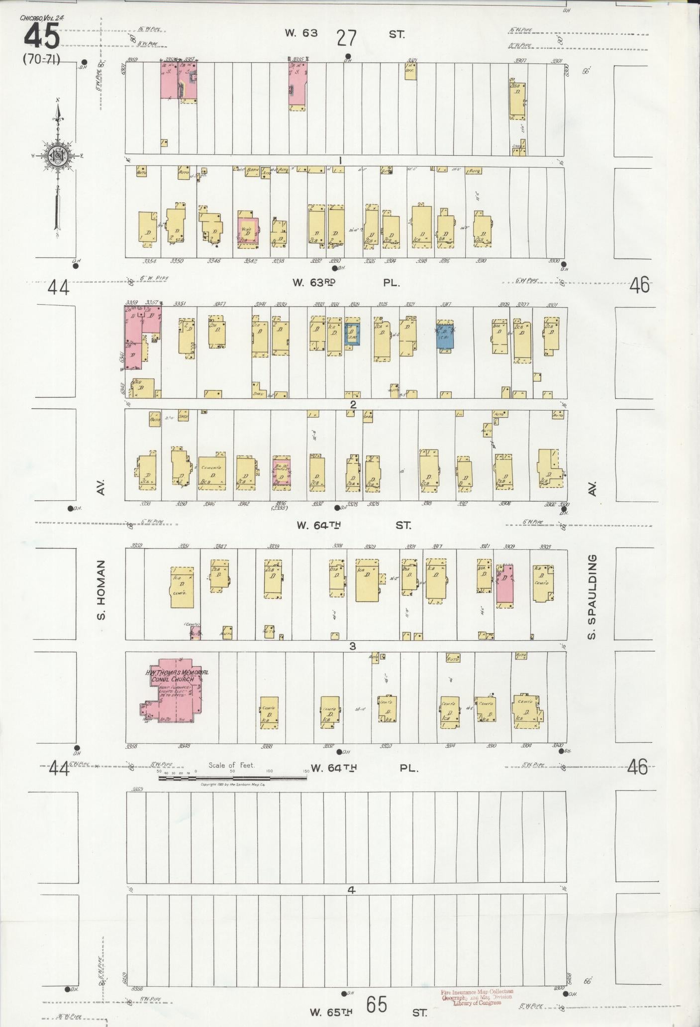 Sanborn Fire Insurance Map from Chicago, Cook County, Illinois. (1920), Sheet 45 – Historic Sanborn Fire Insurance Map Print