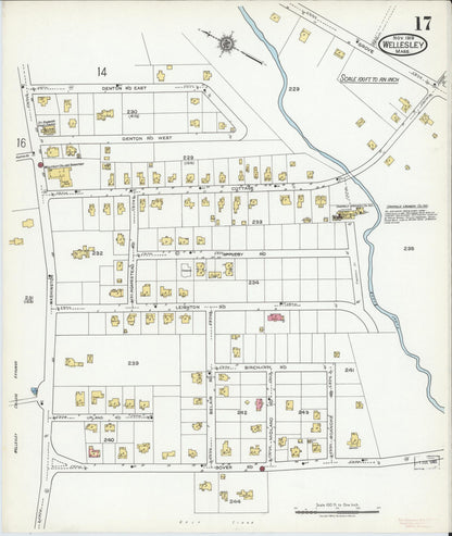 Sanborn Fire Insurance Map from Wellesley, Norfolk County, Massachusetts (1919), Sheet #0017 - Complete Map Set gallery image, historic Sanborn map, vintage wall art, Massachusetts Massachusetts