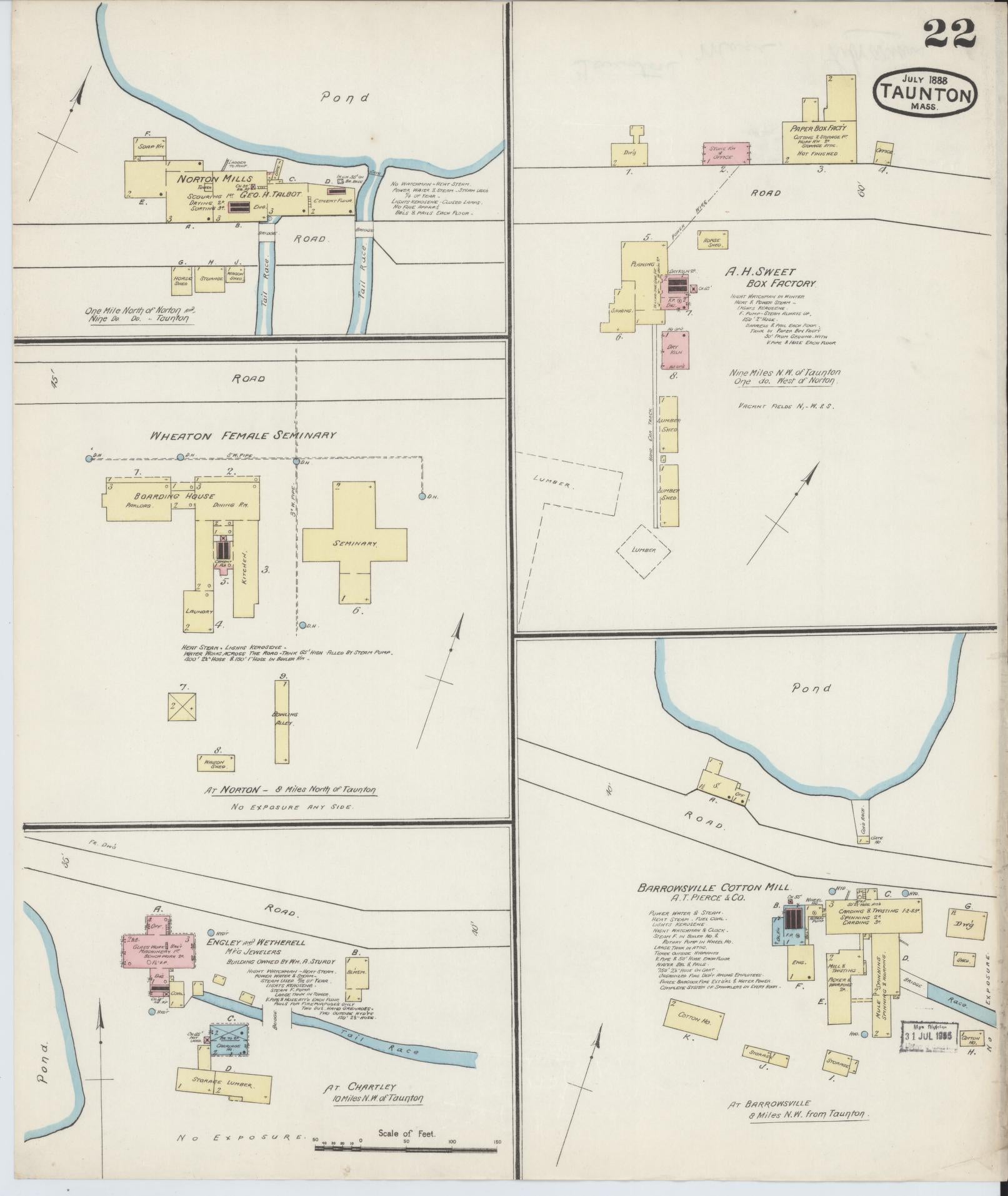 Sanborn Fire Insurance Map from Taunton, Bristol County, Massachusetts (1888), Sheet #0022 - Complete Map Set gallery image, historic Sanborn map, vintage wall art, Massachusetts Massachusetts