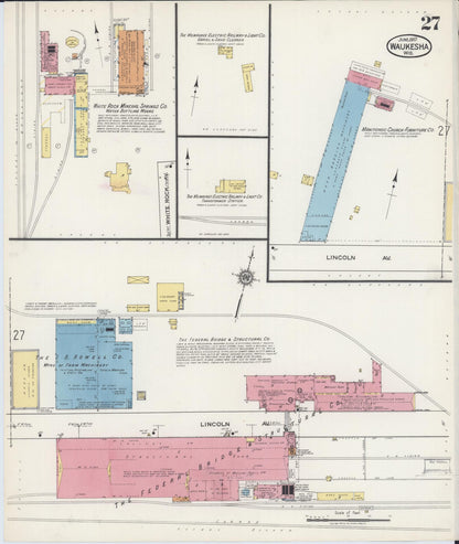 Sanborn Fire Insurance Map from Waukesha, Waukesha County, Wisconsin (1917), Sheet #0027 - Complete Map Set gallery image, historic Sanborn map, vintage wall art, Wisconsin Wisconsin