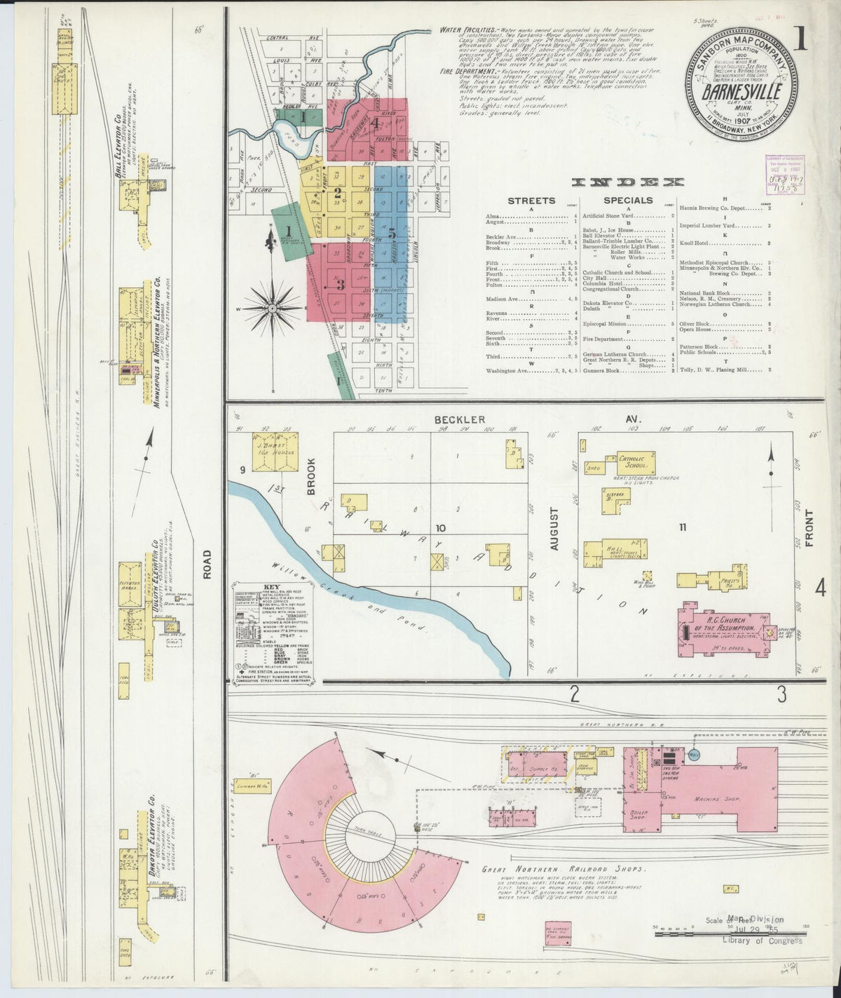 Sanborn Fire Insurance Map from Barnesville, Clay County, Minnesota (1907), Sheet #0001 - Complete Map Set gallery image, historic Sanborn map, vintage wall art, Minnesota Minnesota